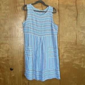 J.Jill Linen Striped Dress with Pockets!